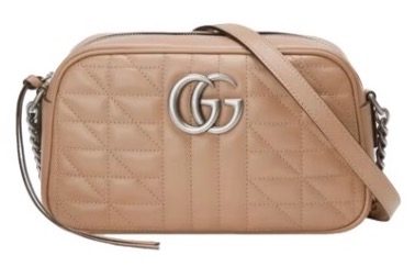 Gucci GG Marmont Small Quilted Camera Bag Antique silver-toned
